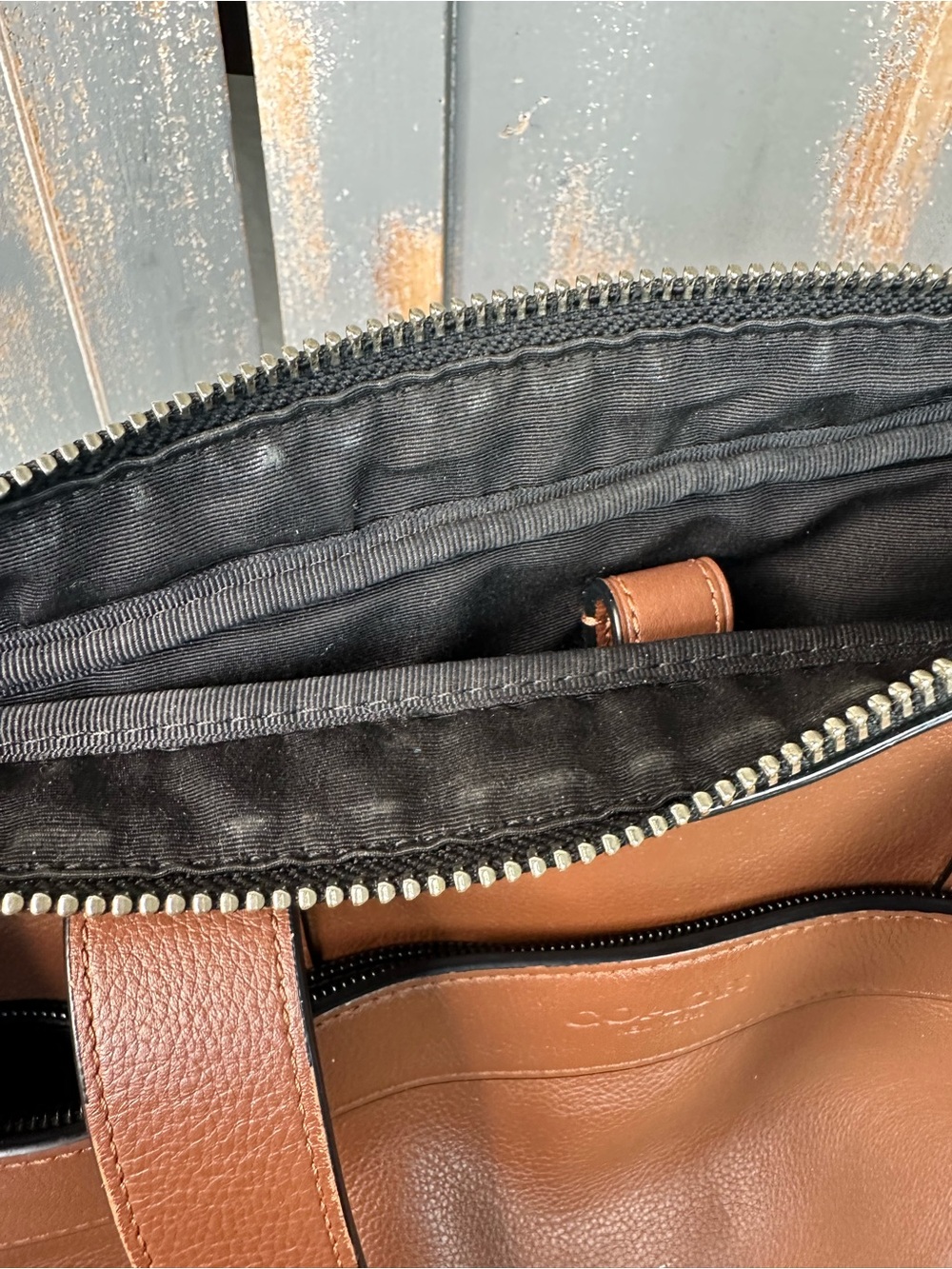 Coach Hamilton Smooth Leather Business Bag Dark Saddle - Picture 14 of 16